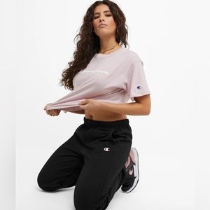 ❤️ Women’s Champion Black Reverse Weave Oversized Joggers C Logo XL EUC